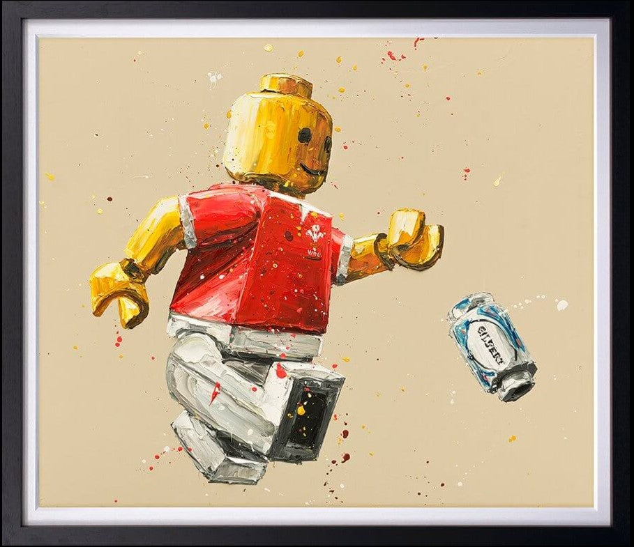 A-Lego Wyn Jones Framed Original Mixed Media Oil Painting on Board by Artist Paul Oz