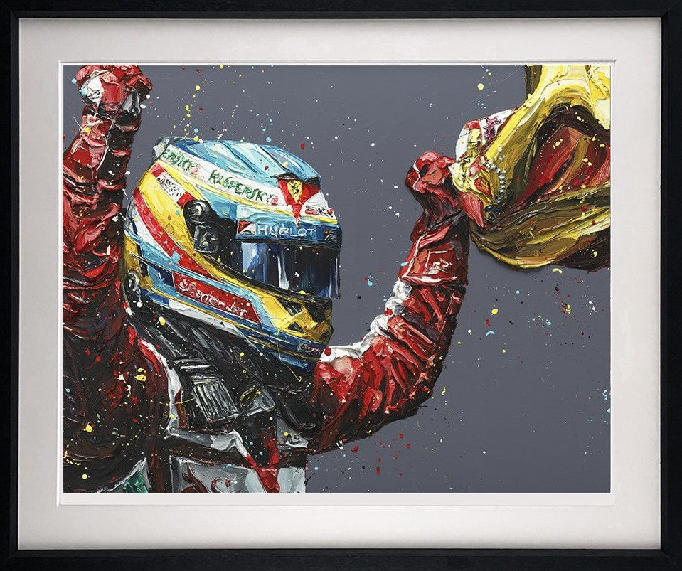 Alonso Spain 2013 Framed Signed Limited Edition Print on Paper by Artist Paul Oz