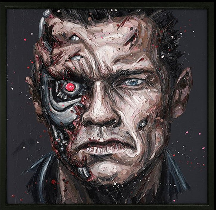 Arnie Framed Signed Limited Edition Print on Canvas by Artist Paul Oz