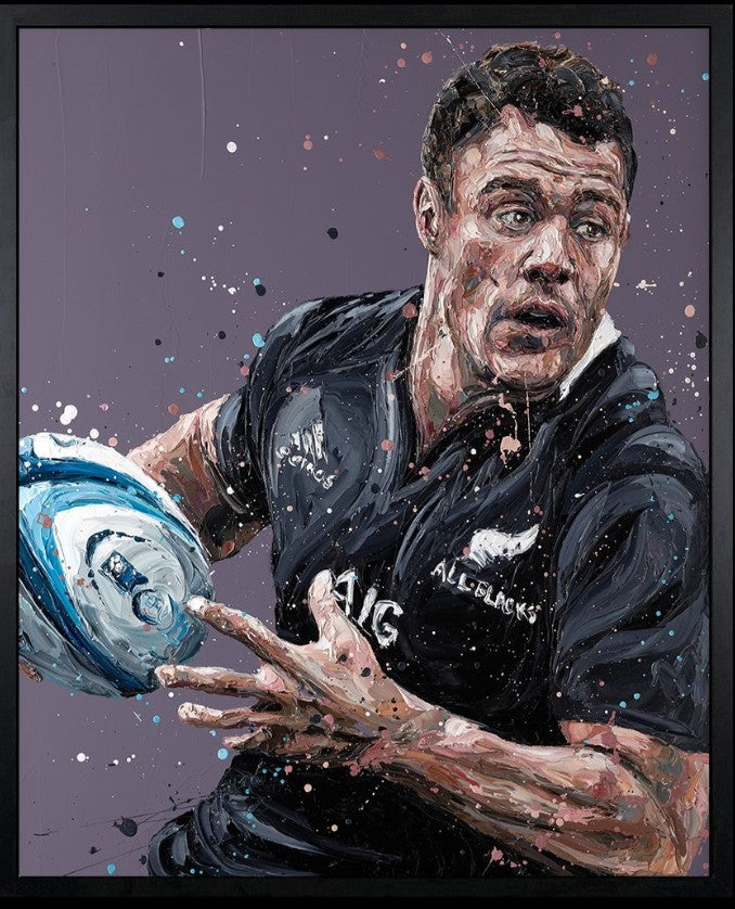 Dan Carter Framed Signed Limited Edition Print on Canvas by Artist Paul Oz