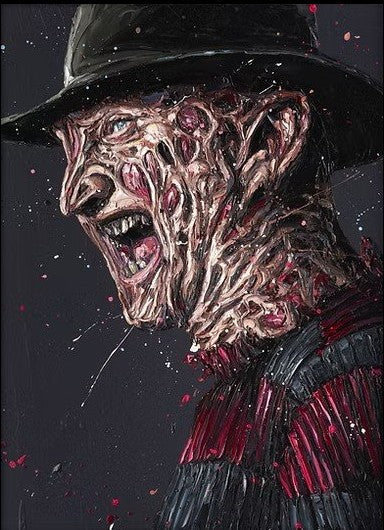 Freddy Kreuger Framed Signed Limited Edition Print on Canvas by Artist Paul Oz