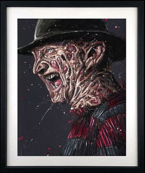 Freddy Kreuger Framed Signed Limited Edition Print on Paper by Artist Paul Oz