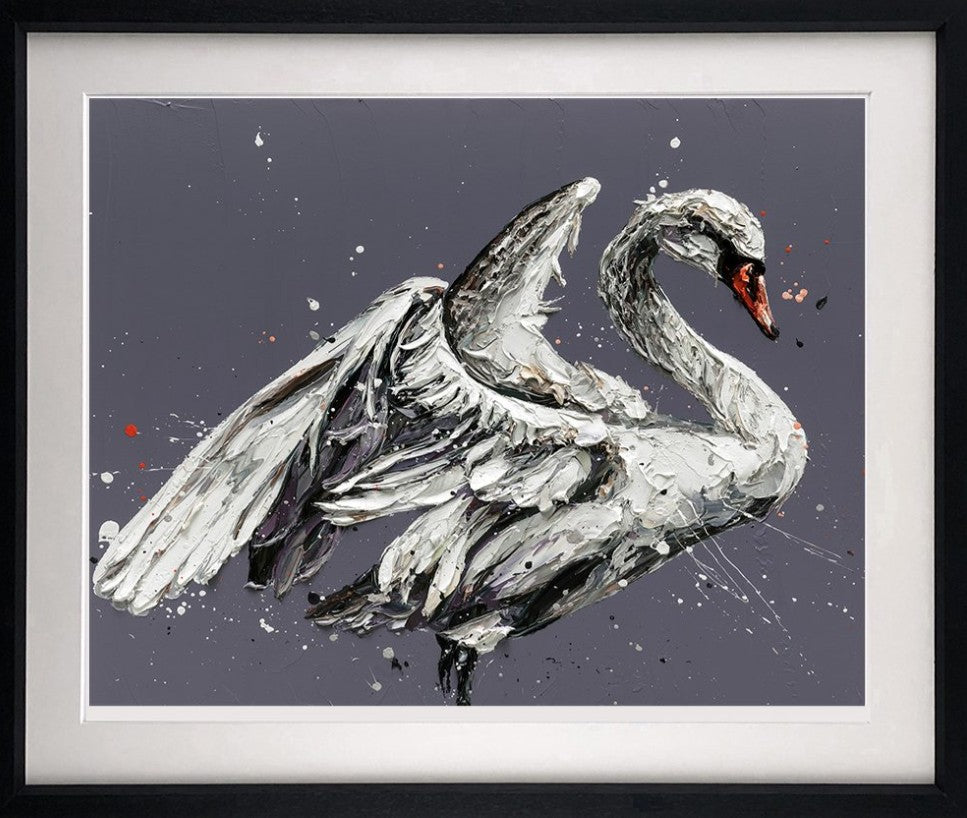 John The Swan Framed Signed Limited Edition Print on Paper by Artist Paul Oz