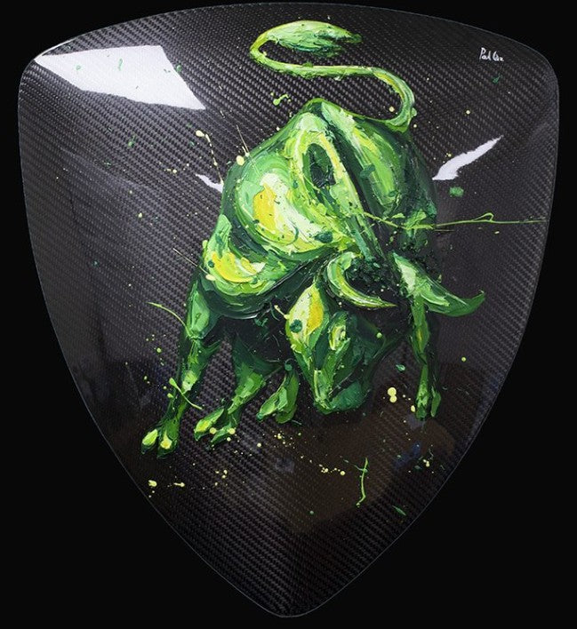 Lamborghini Shield Hand Painted Original Car Part by Artist Paul Oz