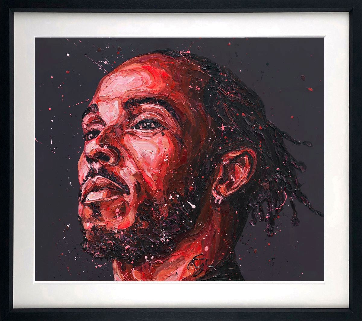 Lewis in Red Framed Limited Edition Print on Paper by Artist Paul Oz