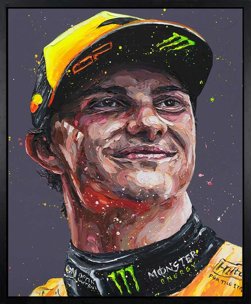 Piastri Portrait Signed Framed Limited Edition Print on Canvas Hand Embellished by Atist Paul Oz