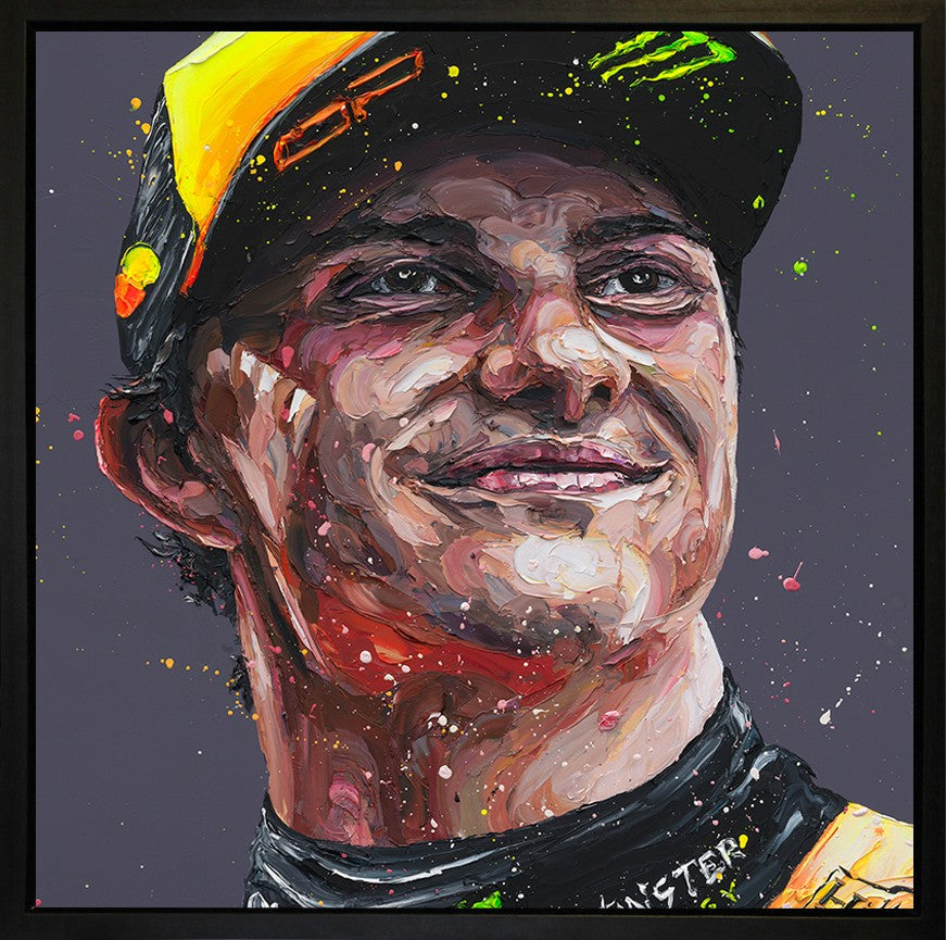 Piastri Portrait Signed Framed Limited Edition Print on Canvas Hand Embellished by Atist Paul Oz